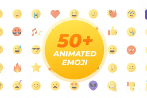 PR模板-50多个动画图标Emoji卡通表情符号动画素材