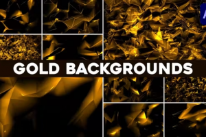 AE模板-10种破碎玻璃变化金色闪烁背景视频素材动画