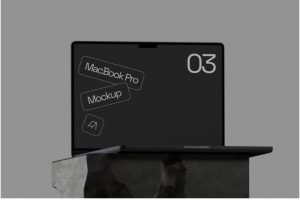 工业暗黑风苹果MacBook笔记本电脑屏幕PS展示贴图样机模板