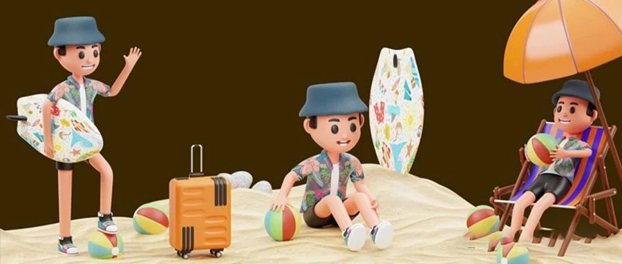 Blender度假卡通人物旅游C4D男孩夏季旅游模型素材fbx、obj资源附png素材_琦美素材库，让您的设计少走弯路~
