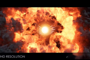 AE模板-火焰漩涡爆炸金属徽标显示大片电影LOGO片头