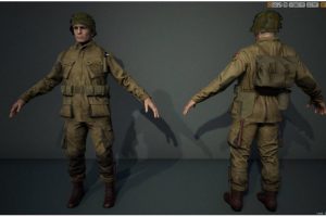 UE模型 二战时期美国士兵大兵伞兵3D模型素材包