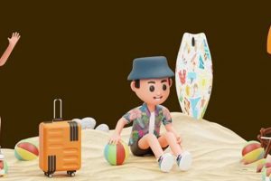 Blender度假卡通人物旅游C4D男孩夏季旅游模型素材fbx、obj资源附png素材