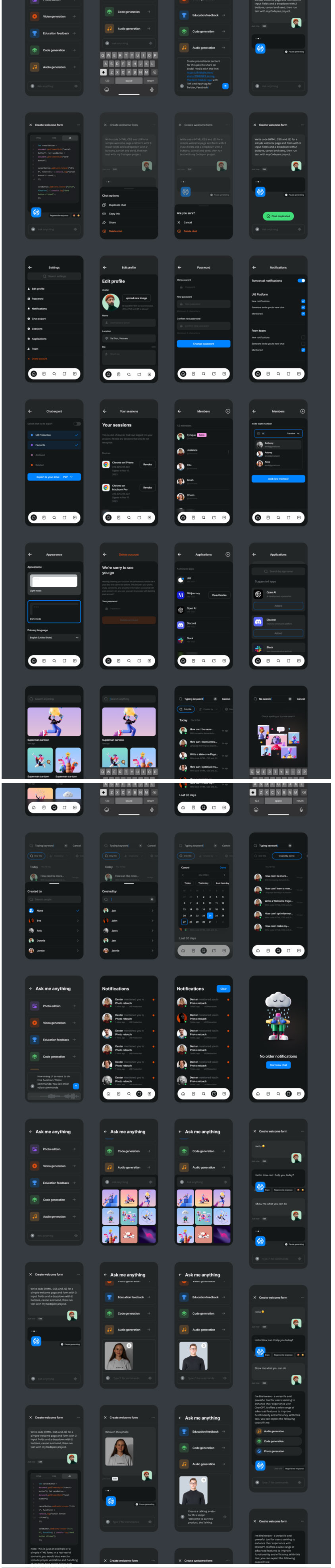 双配色Ai人工智能聊天机器人ChatGPT社交APP用户界面设计Figma模板素材_琦美素材库,让您的设计少走弯路~