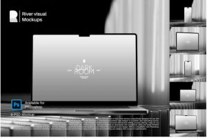 6款高级灰工业风苹果MacBook电脑iPad平板iPhone手机演示效果图PSD样机模板