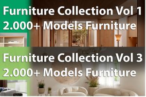 Blender 4023组室内家具桌椅灯床沙发装饰橱柜绿植3D模型资产预设