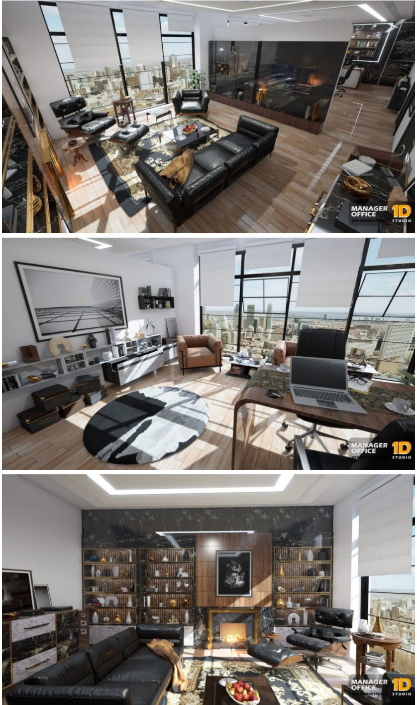 UE素材 虚拟引擎室内装饰设计效果图3D模型素材_琦美素材库,让您的设计少走弯路~