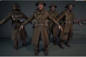 UE素材 二战时期英国步兵士兵人物角色3D模型