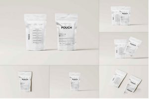 10款白色食品化妆品塑料自封袋设计展示效果图PSD样机模板
