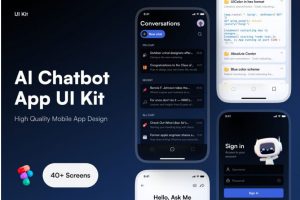 40+屏双配色Ai人工智能聊天机器人APP用户界面UI设计Figma模板套件
