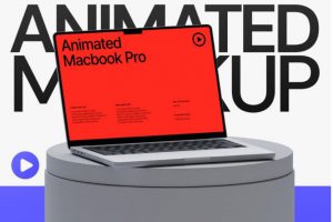 AE模板 创意网站登录界面设计苹果MacBook Pro笔记本动态演示样机模板素材