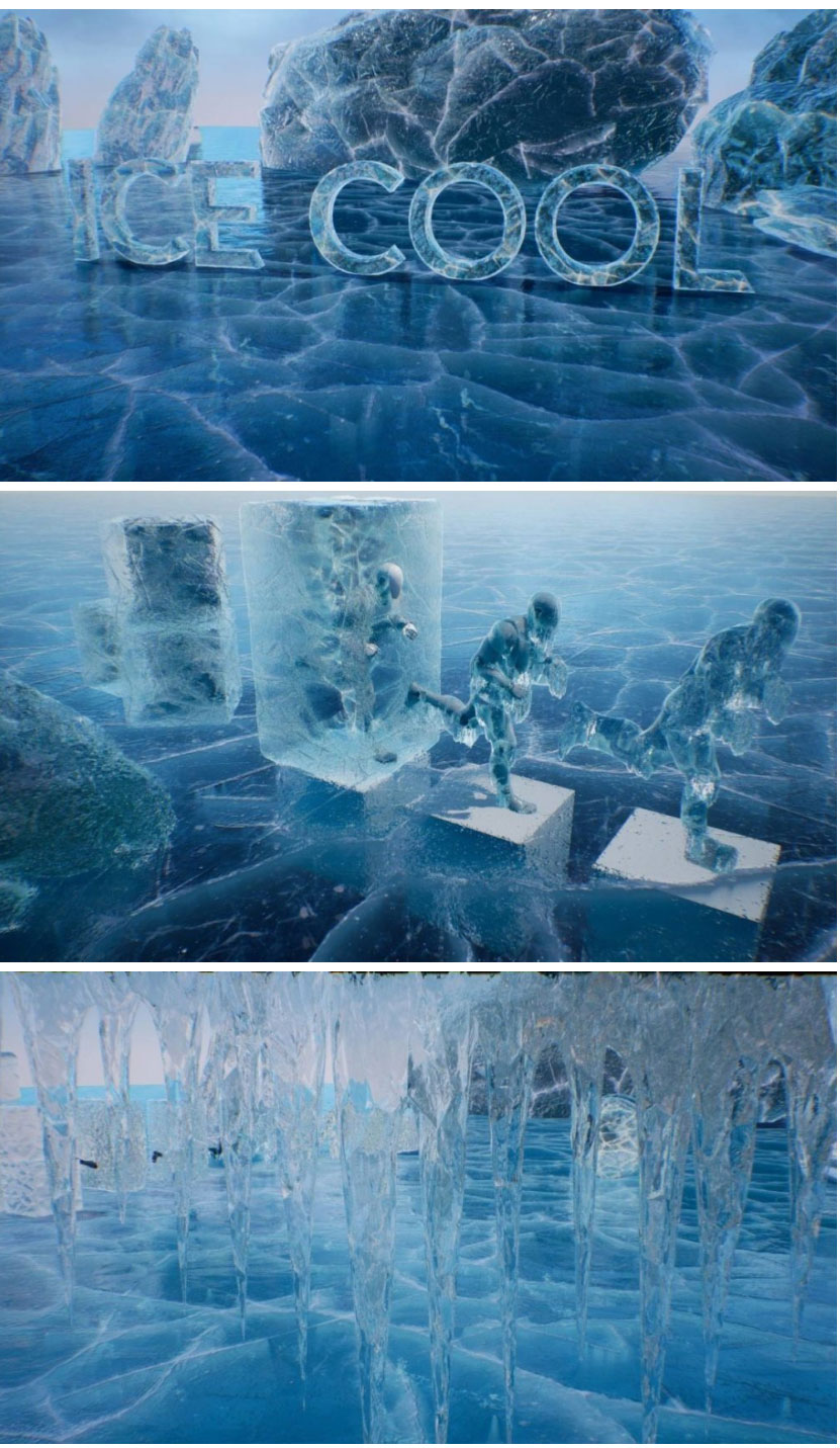 UE素材 地面冰冰块冰山水晶冰柱场景3D模型_琦美素材库,让您的设计少走弯路~