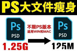 PS文件文档压缩脚本瘦身AI减小优化内存PSD文件压缩清理缓存插件