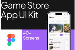 40+屏双配色游戏应用程序商店Store APP用户界面设计Figma模板套件