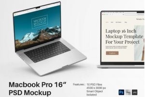 10款时尚苹果MacBook 16寸笔记本电脑演示效果图Ps贴图样机模板素材