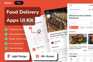 50+屏高品质食品美食外卖配送送餐app应用程序ui界面设计figma模板套件