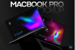 18款网站WEB UI设计展示效果图黑化工业风苹果MacBook Pro笔记本电脑PS贴图样机