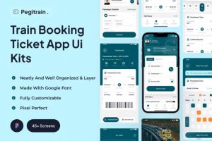 45+屏优质火车票预订购买APP应用程序UI界面设计Figma模板素材