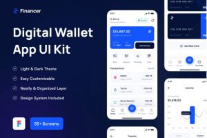 55+屏高级金融科技数字电子钱包财务管理app ui界面设计figma模板套件