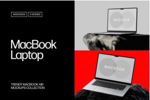 6款苹果MacBook Air笔记本电脑网站UI海报PS展示贴图样机MOCKUP模板