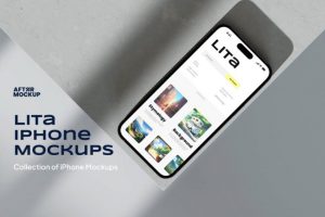 7款时尚工业风苹果iPhone 15 Pro屏幕演示效果图Ps贴图样机模板素材