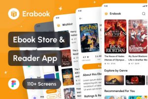 110+屏高级电子书商店阅读器APP应用程序UI界面设计Figma模板套件