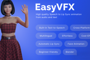 【Blender插件】EasyVFX Lip Sync Plugin v1.0.0 人物口型动作与音频同步