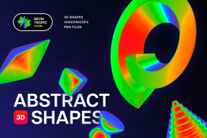 质感3D立体炫彩镭射霓虹光谱渐变科幻抽象几何图形PNG免扣设计素材