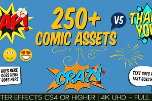 AE模板-250款卡通动漫标题气泡表情对话框爆炸能量电流MG动画