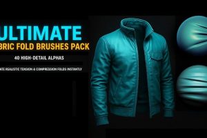 Substance Painter服装织物张力压缩材质球褶皱SP笔刷折痕zb笔刷