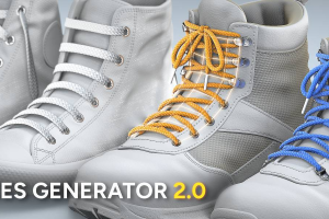 【Blender预设】Laces Generator 2.0 鞋带模型生成器几何节点预设
