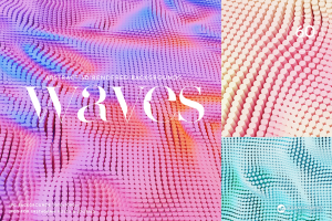 数码艺术3D抽象夏日波浪流畅曲线装饰抽象图形背景JPG图片设计素材