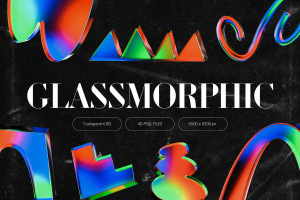 彩虹镭射玻璃水晶立体3D几何主视觉图形海报背景PNG免抠图片素材