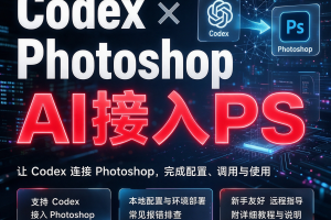 Codex连接Photoshop教程 AI控制PS安装配置自动修图工作流教程~1613期
