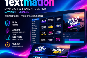 达芬奇插件500+潮流时尚动态文字标题排版字幕条图形动画Textmation v0.2.1 Win&Mac汉化版~1630期